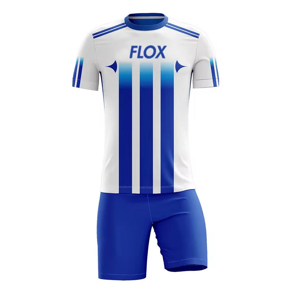 Blue Striped Jersey Set Soccer Uniform - Image 1